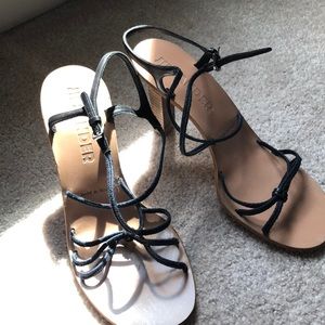 JillSander Black Strappy Block Heel Sandals